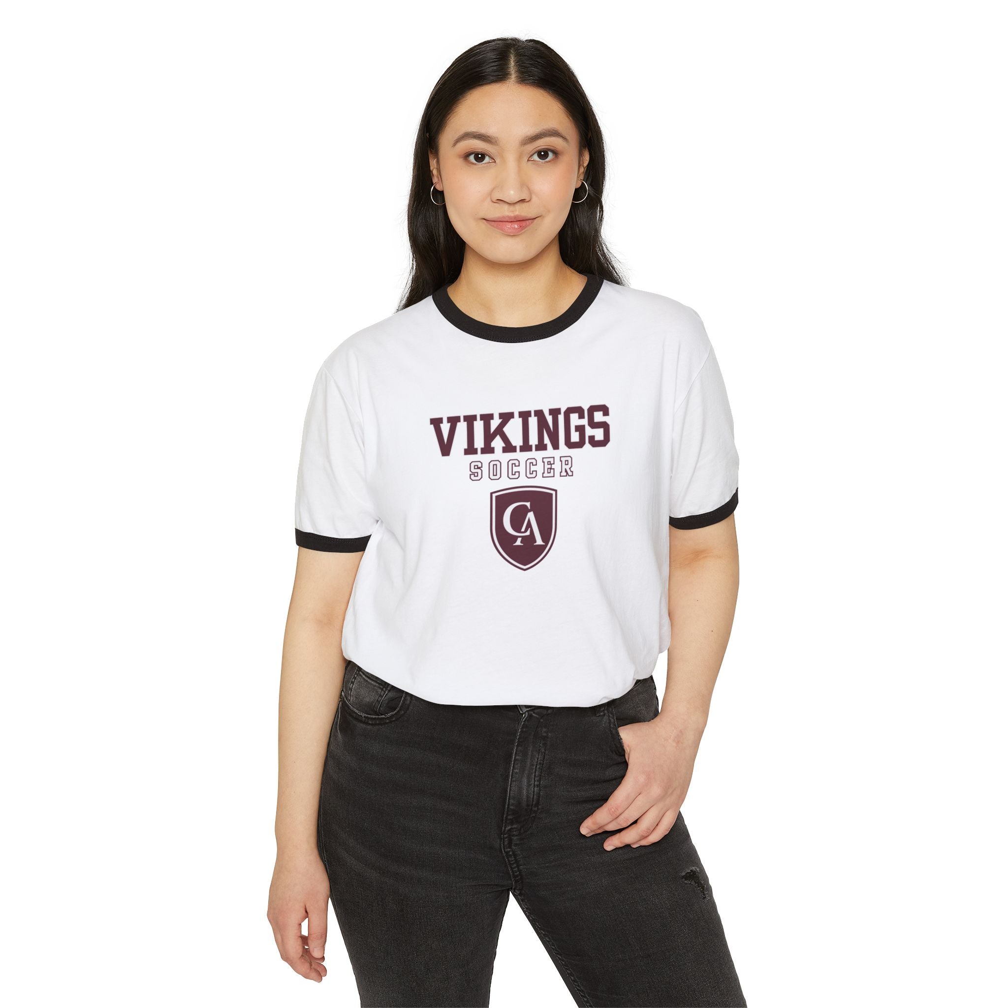 Adult Unisex Columbus Academy Vikings Soccer Graphic Short Sleeve Ringer Tee