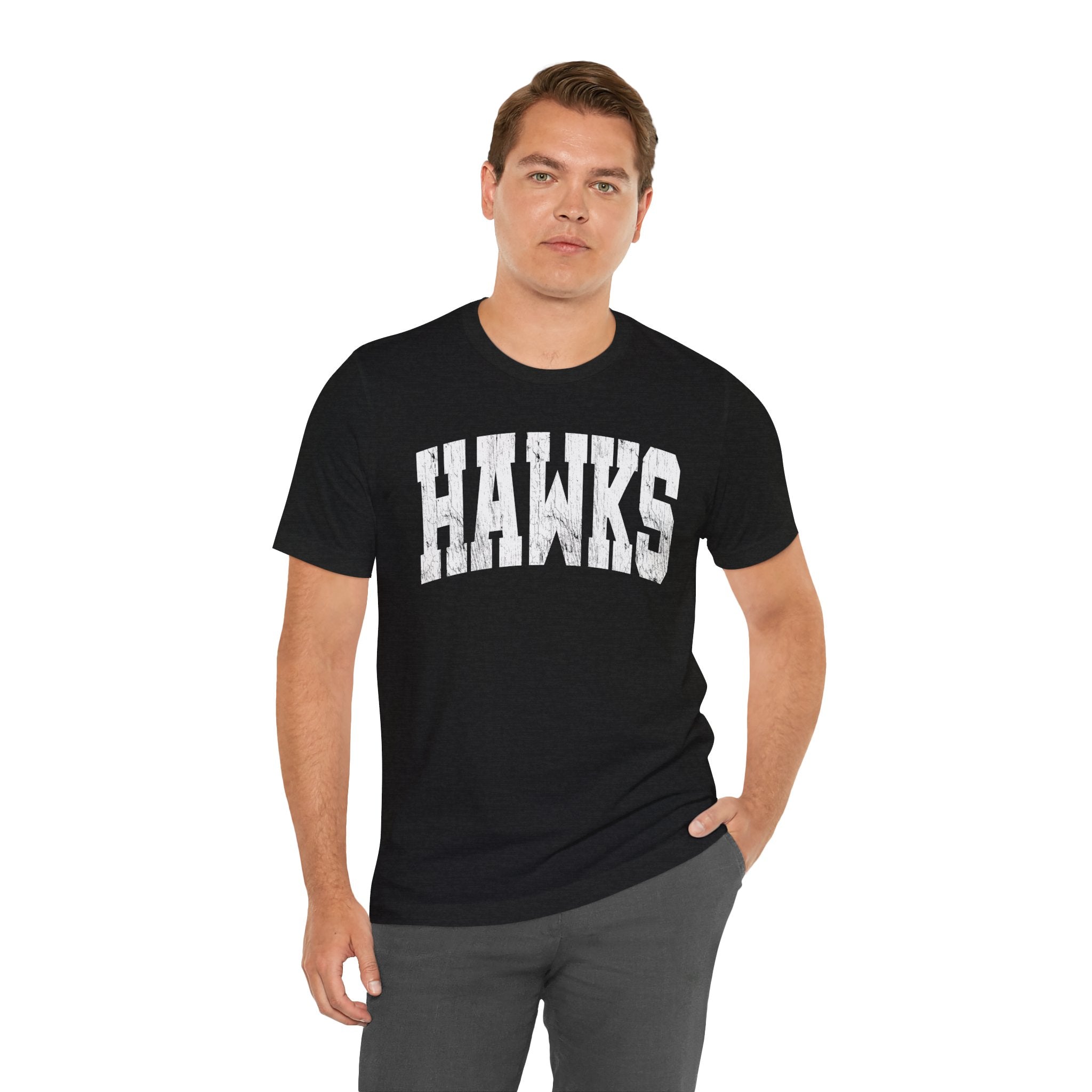 Adult Unisex Westerville Central Distressed Oversized Hawks Graphic Short Sleeve Soft Tee