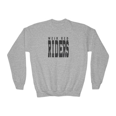 Youth Weir Red Riders Distressed Enlarged Graphic Gildan Heavy Blend Sweatshirt
