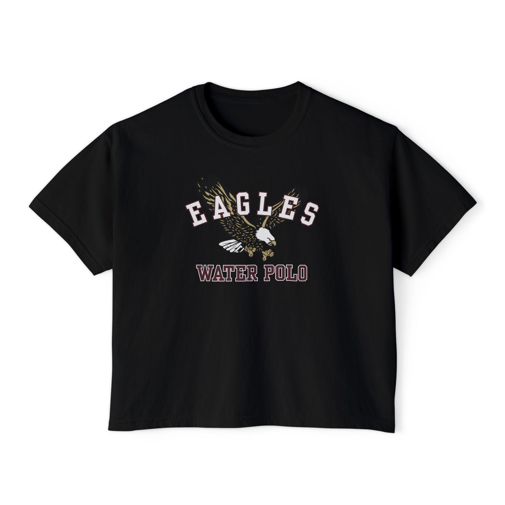 Women's Flying Water Polo Eagle Graphic Boxy Crop Short Sleeve Tee