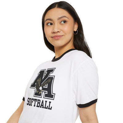 Adult Unisex Classic Logo Softball Graphic Short Sleeve Ringer Tee
