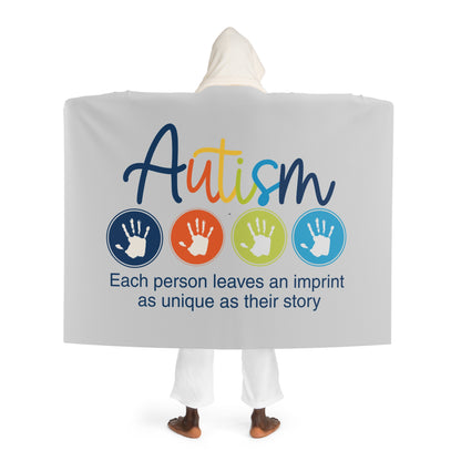 Autism Imprint Graphic Hooded Sherpa Fleece Blanket
