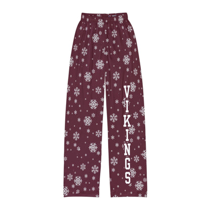 Youth Columbus Academy Vikings Spirited Snowflake Maroon Printed Pajama Pants