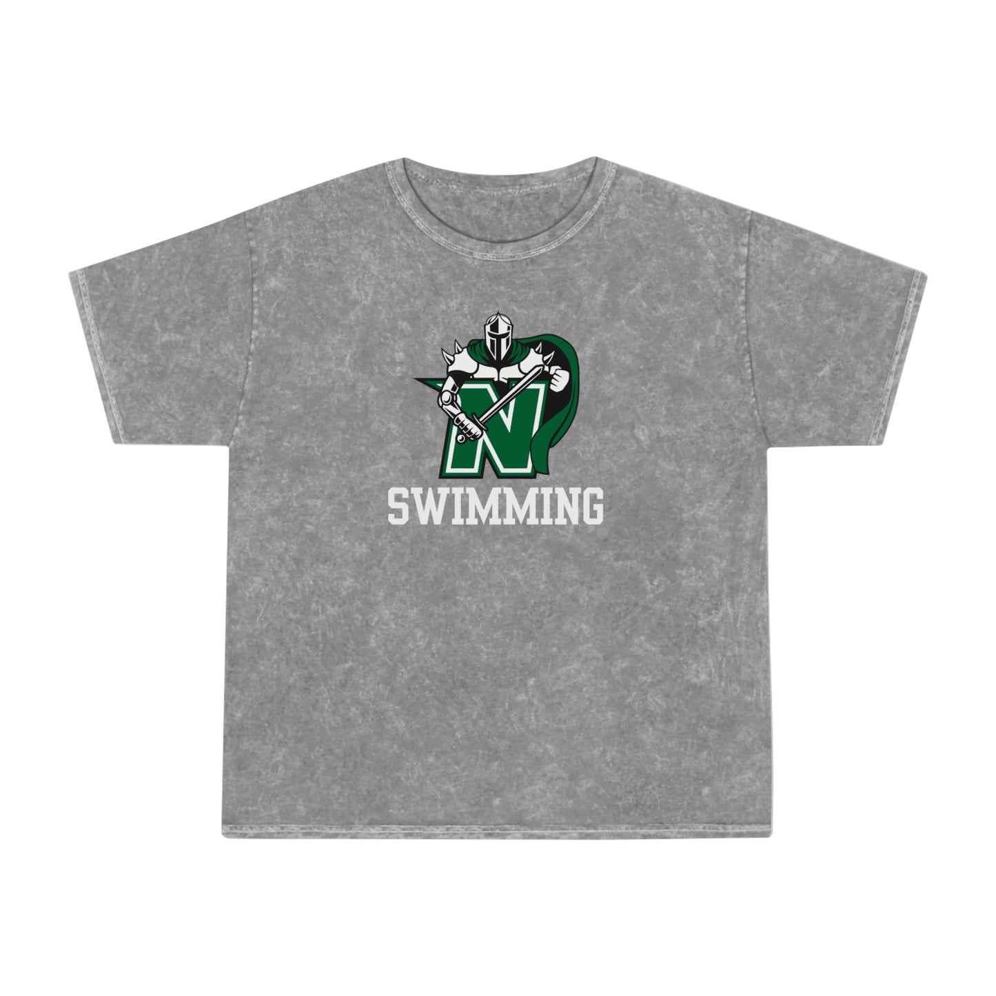 Adult Unisex Logo Swimming Mineral Wash Short Sleeve Graphic Tee - Nordonia Knights