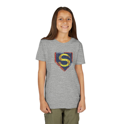 Youth Stingers Softball Distressed Logo Graphic Short Sleeve Bella + Canvas Soft Tee