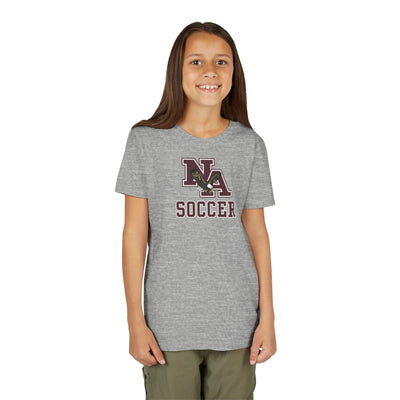 Youth New Albany Classic Maroon Soccer Logo Graphic Short Sleeve Bella + Canvas Soft Tee