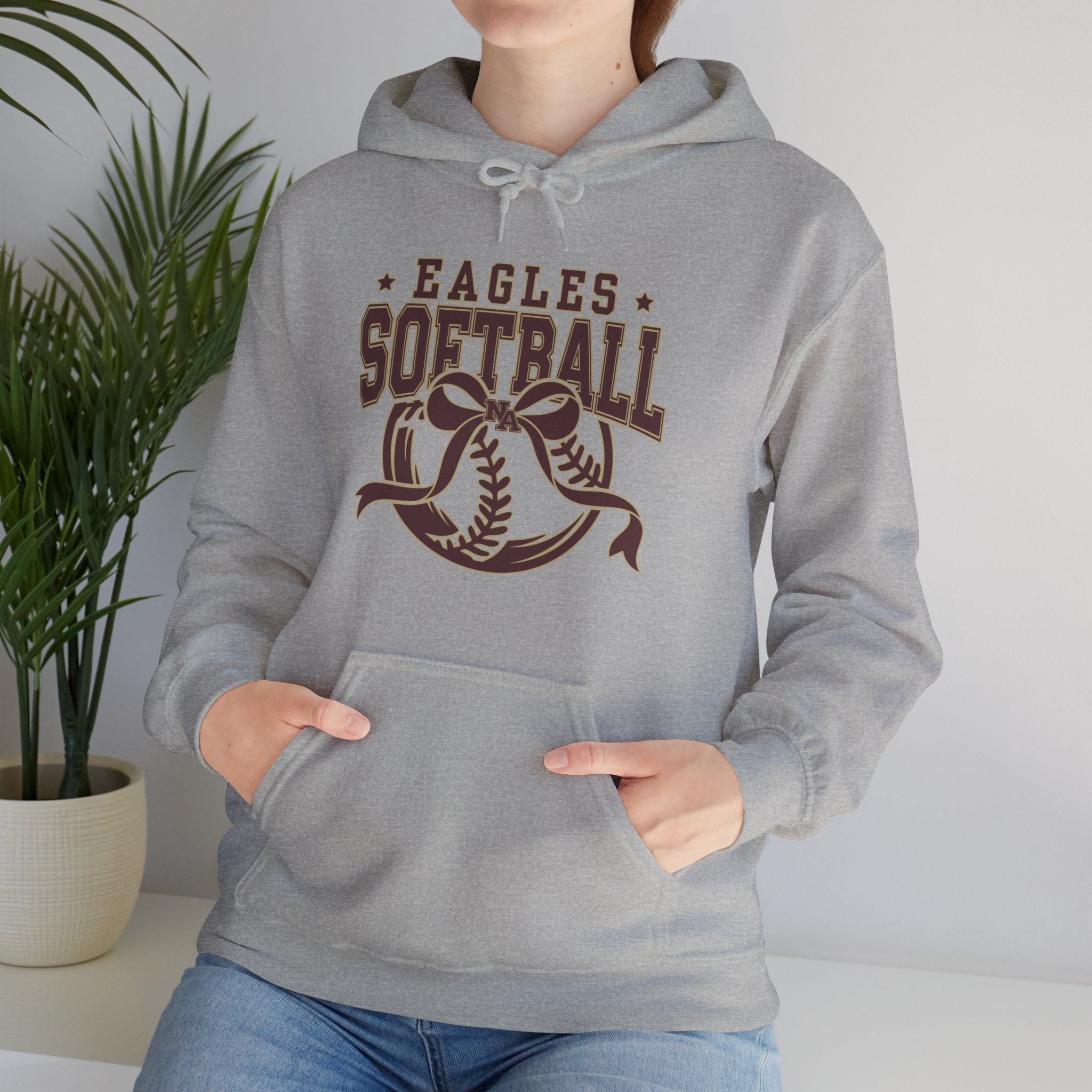 Adult Unisex New Albany Eagles Softball Spirit Bow Graphic Hoodie