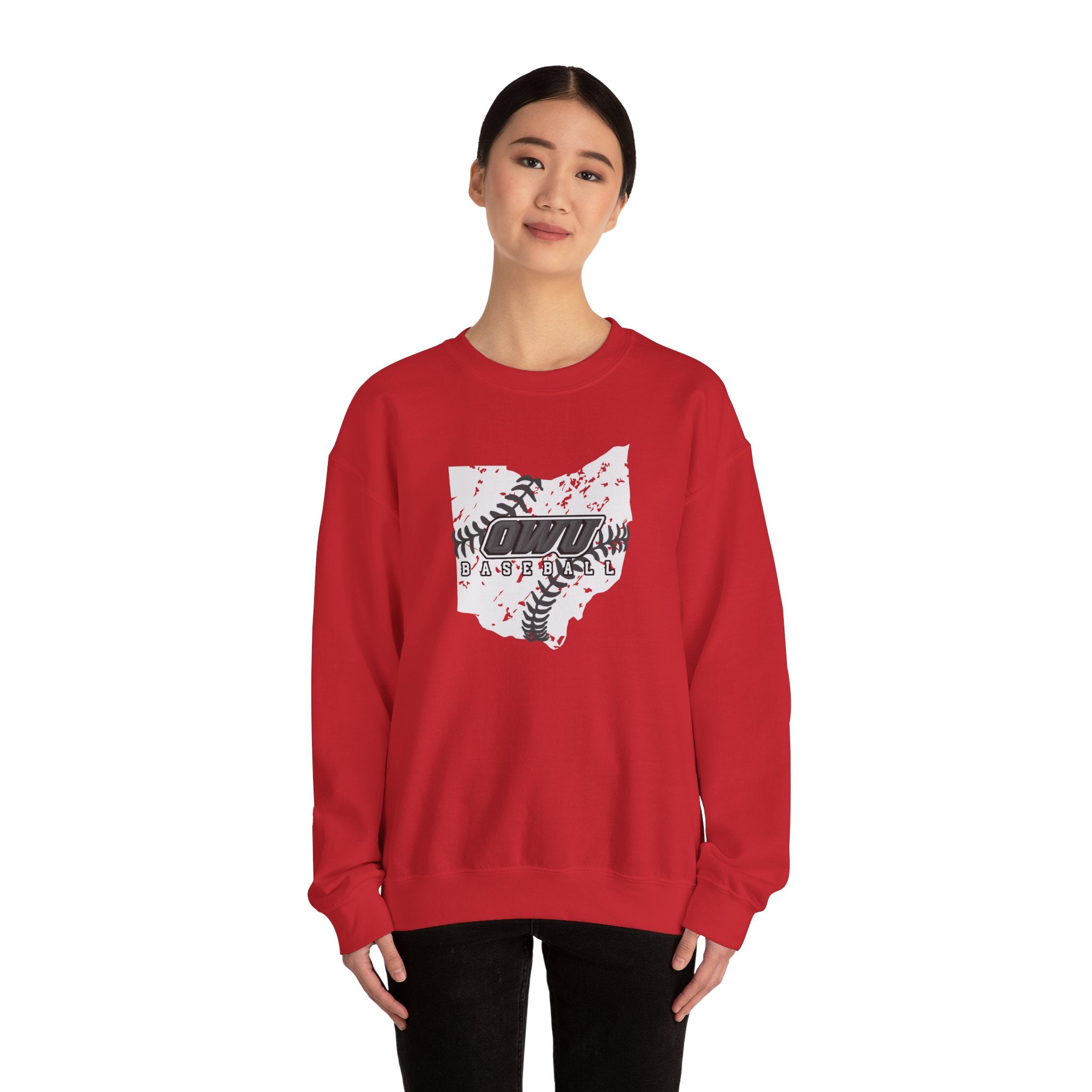 Adult Unisex OWU Baseball Stitches Distressed Ohio Graphic Sweatshirt