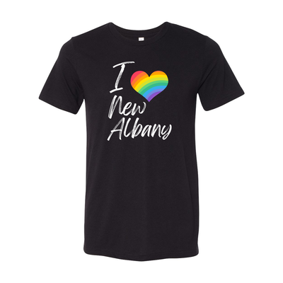 Adult Unisex City Rainbow Pride Heart Super Soft Short Sleeve Graphic Tee - New Albany