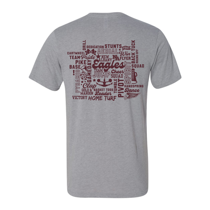 Adult Unisex Super Soft Cheer Words with Back Graphic Short Sleeve Graphic Tee - New Albany Eagles