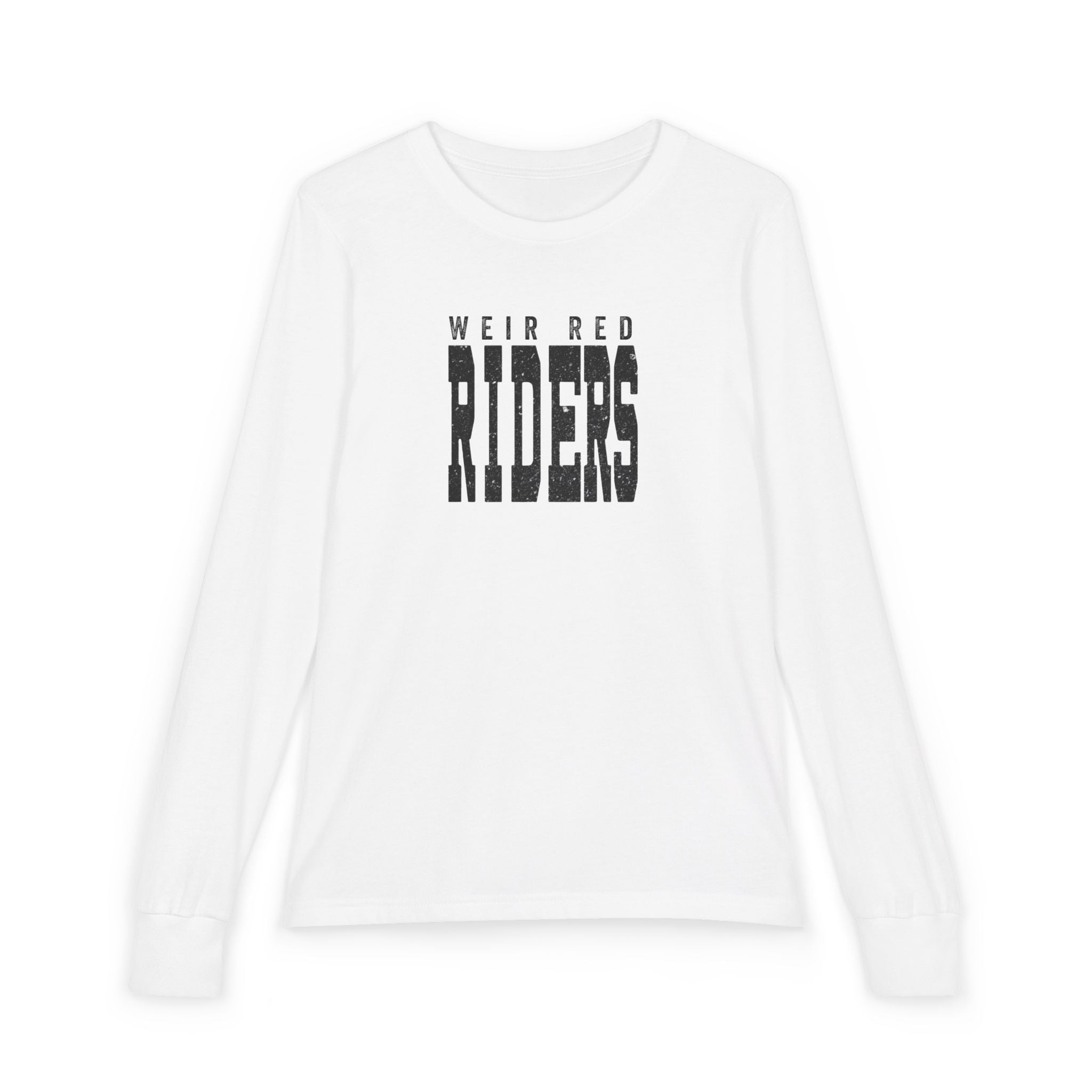 Youth Weir Red Riders Distressed Enlarged Graphic Bella + Canvas Long Sleeve Soft Tee