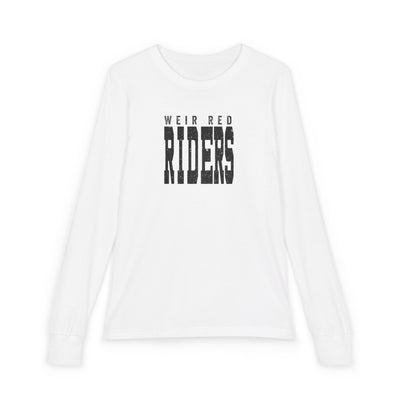 Youth Weir Red Riders Distressed Enlarged Graphic Bella + Canvas Long Sleeve Soft Tee