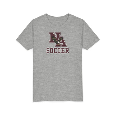 Youth New Albany Classic Maroon Soccer Logo Graphic Short Sleeve Bella + Canvas Soft Tee