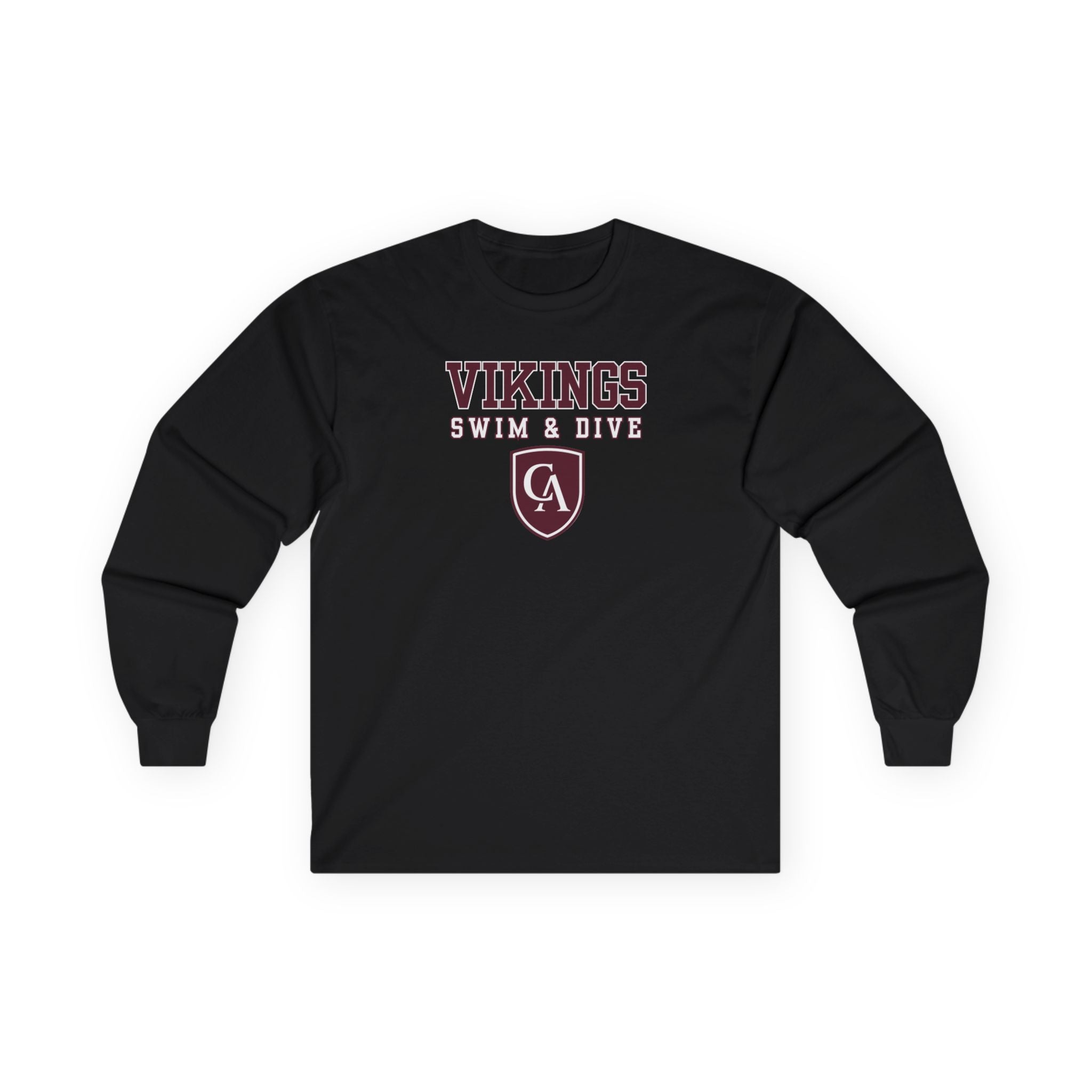 Adult Unisex Columbus Academy Vikings Swim & Dive Graphic Gildan Long Sleeve Tee