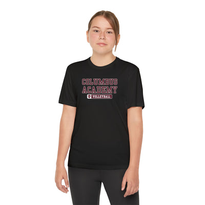 Youth Columbus Academy Volleyball Graphic Sport-Tek Competitor Performance Tee