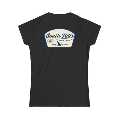Women's South Hiils Swim Club Home of the Sharks Graphic Short Sleeve Gildan Softstyle Tee