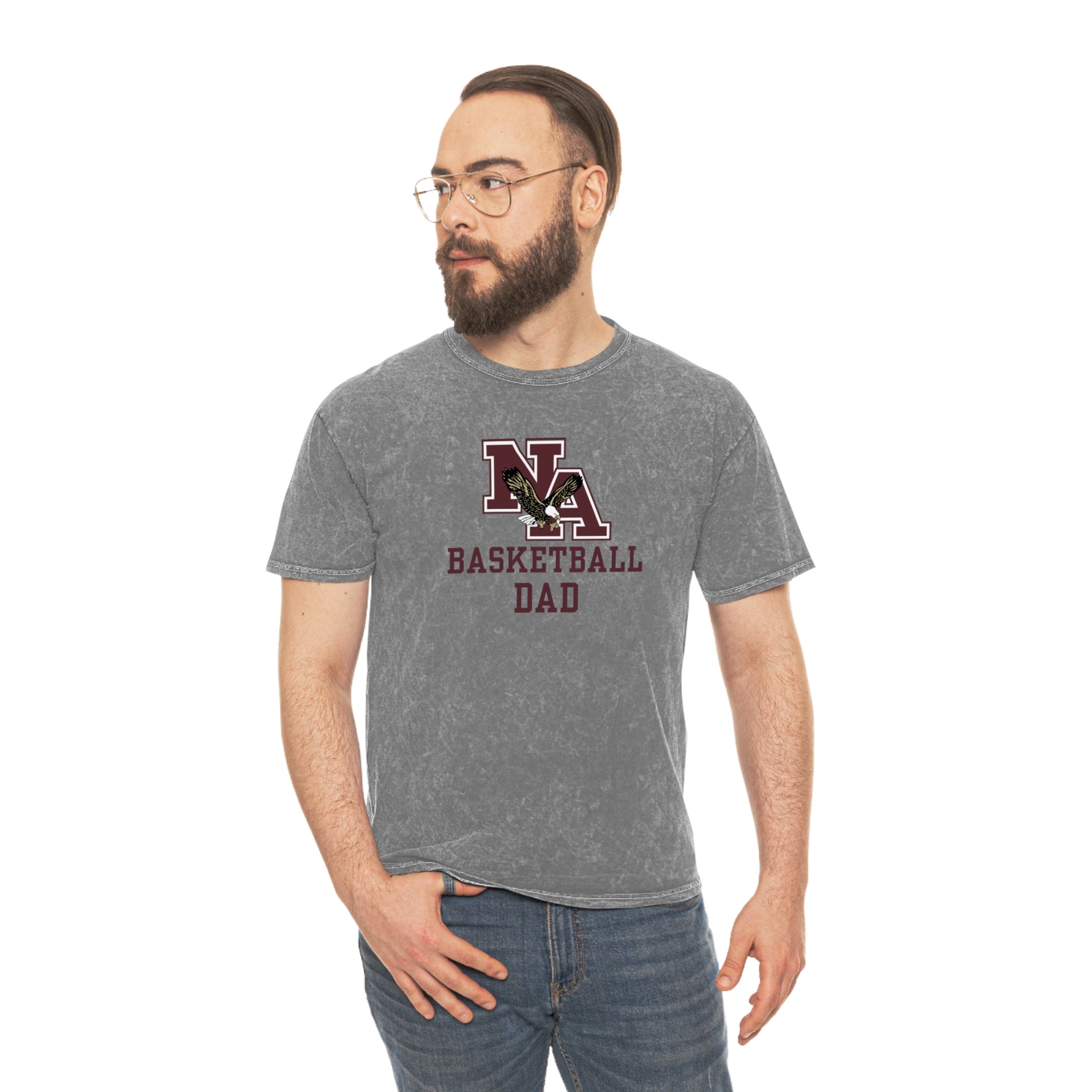 Men's Basketball Dad Classic Logo Mineral Wash Short Sleeve Graphic Tee - New Albany Eagles