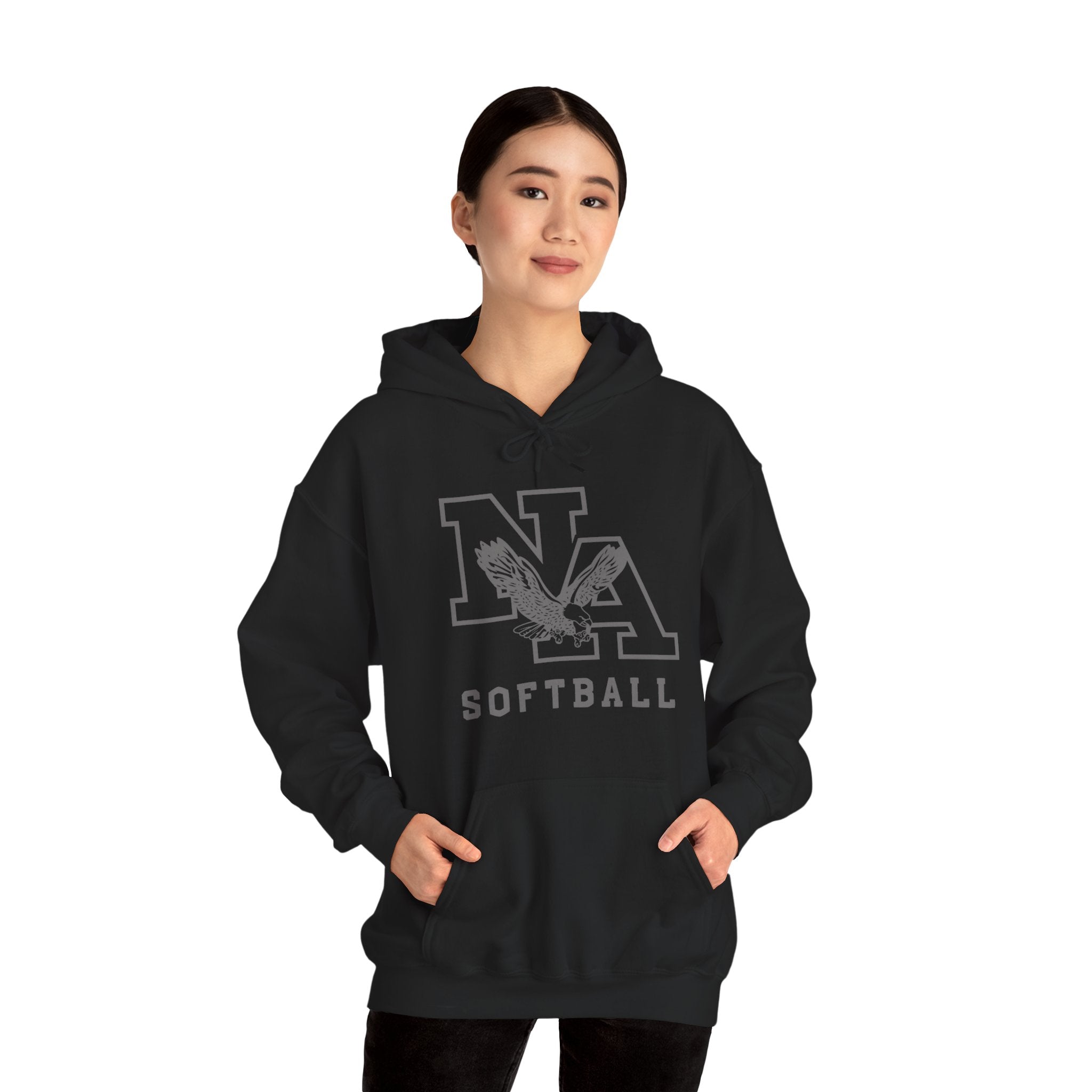 Adult Unisex New Albany Grey Tonal Softball Logo Graphic Hoodie