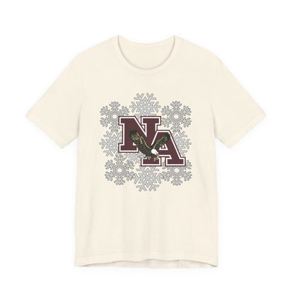 Adult Unisex New Albany Classic Logo Spirited Snowflake Graphic Short Sleeve Soft Tee