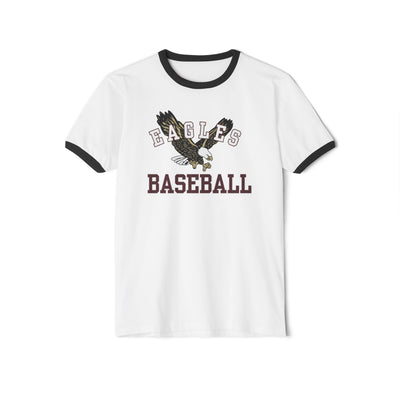 Adult Unisex Flying Baseball Eagle Graphic Short Sleeve Ringer Tee