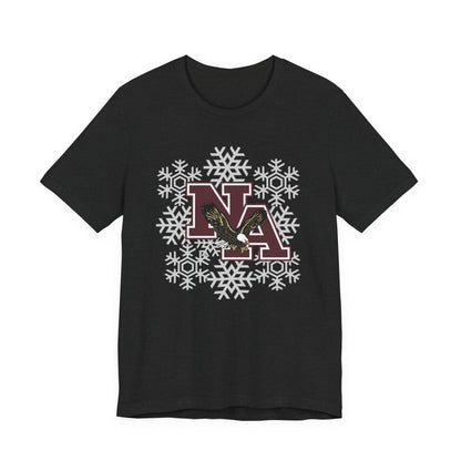 Adult Unisex New Albany Classic Logo Spirited Snowflake Graphic Short Sleeve Soft Tee