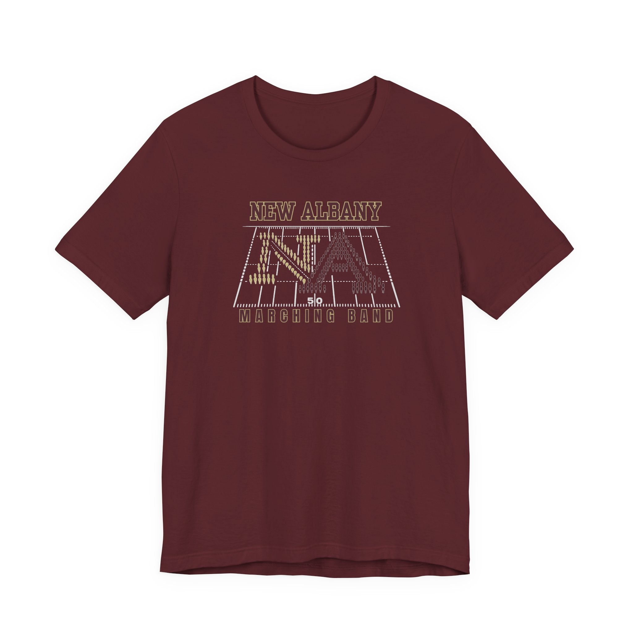 Adult Unisex New Albany Band Field Formation Graphic Short Sleeve Bella + Canvas Soft Tee