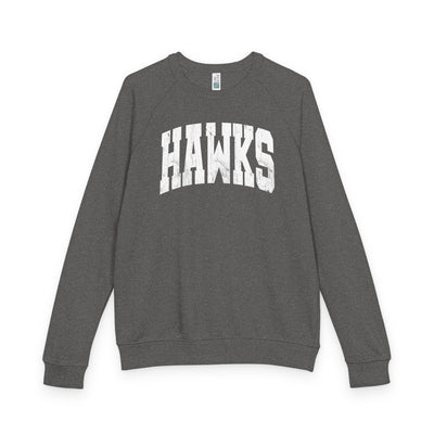 Adult Unisex Westerville Central Distressed Oversized Hawks Graphic French Terry Raglan Crewneck