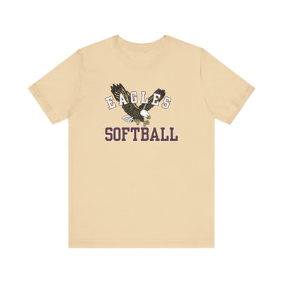 Adult Unisex Flying Softball Eagle Graphic Short Sleeve Soft Tee