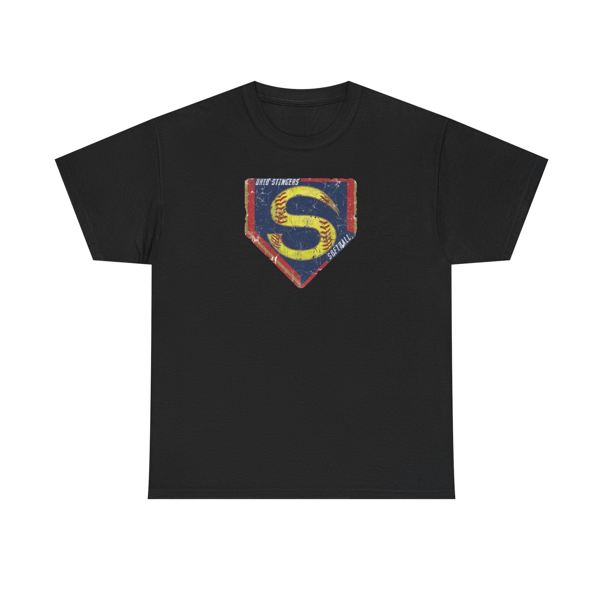 Adult Unisex Stingers Softball Distressed Logo Graphic Short Sleeve Gildan Heavy Tee