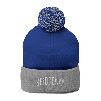 Bridgeway Pom Pom Knit Hat with Embroidered White Logo