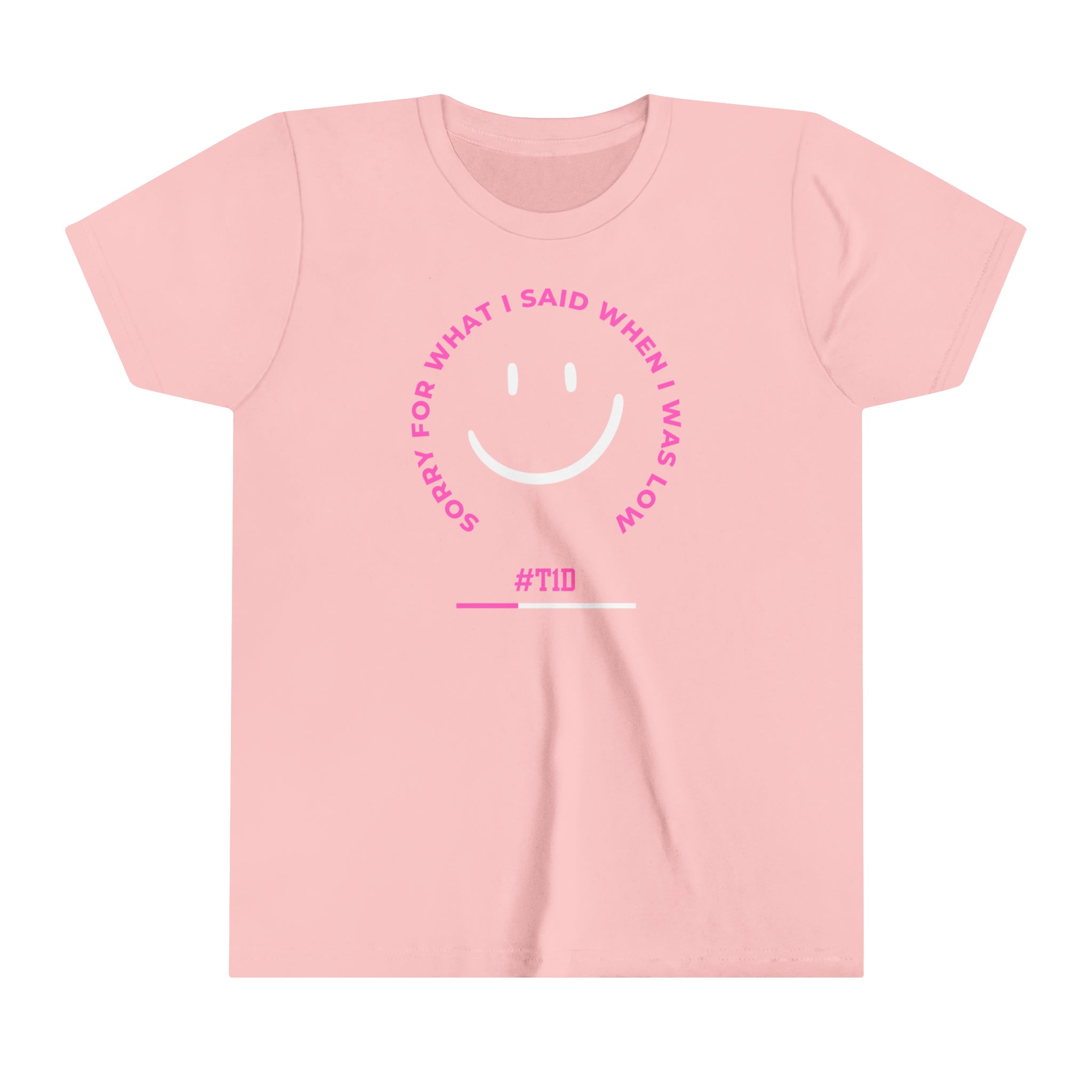 Youth Pink Smile When I Was Low T1D Short Sleeve Graphic Tee