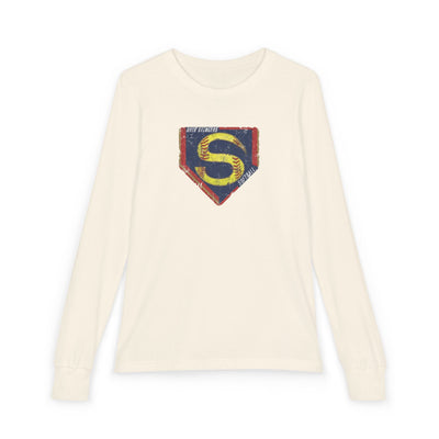 Youth Stingers Softball Distressed Logo Graphic Bella + Canvas Long Sleeve Soft Tee