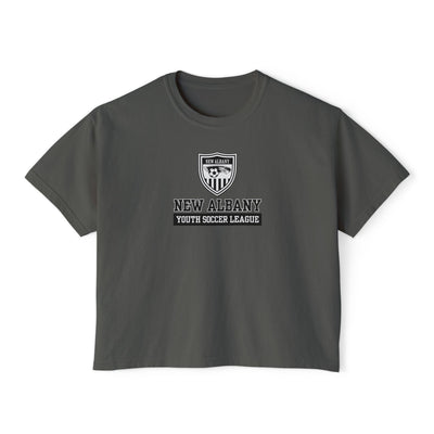 Women's New Albany Youth Soccer League Game Day Graphic Boxy Crop Short Sleeve Tee