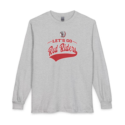 Adult Unisex Let's Go Red Riders Graphic Long Sleeve Gildan Tee