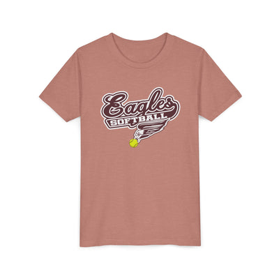 Youth Sporty Script Softball Eagles Graphic Short Sleeve Soft Tee