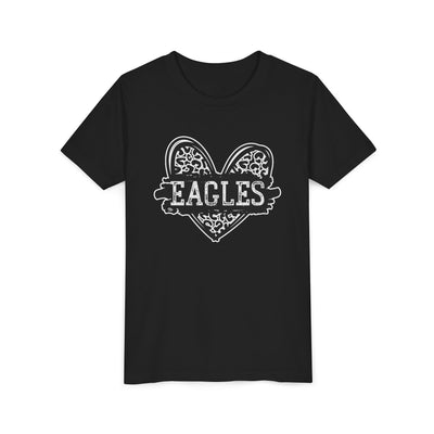 Youth Eagles Animal Print Heart Graphic Short Sleeve Soft Tee