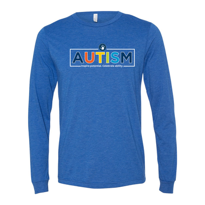 Adult Unisex "Autism Inspire Potential Celebrate Ability" Bridgeway Graphic Long Sleeve Tee