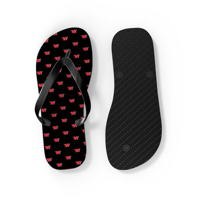 Weir Allover Red W Logo Print Flip Flops
