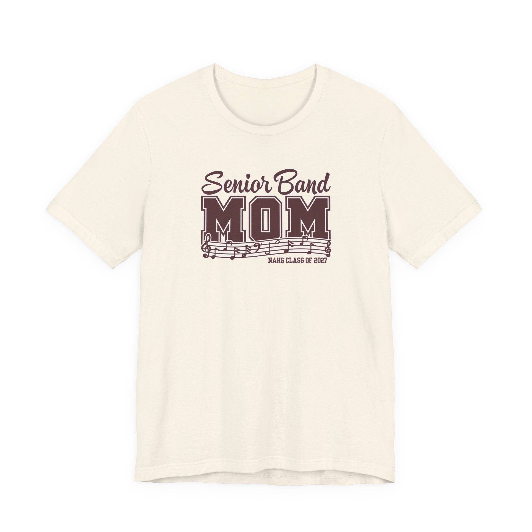 Adult Unisex New Albany 2027 Senior Band Mom Graphic Short Sleeve Bella + Canvas Soft Tee