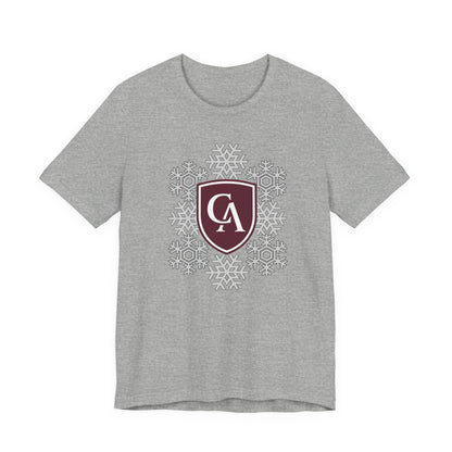 Adult Unisex Columbus Academy Spirited Snowflake Graphic Short Sleeve Soft Tee