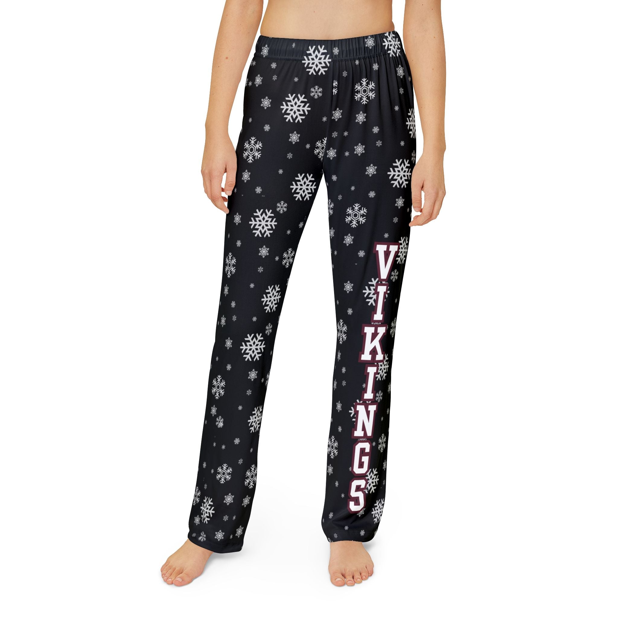 Youth Columbus Academy Vikings Spirited Snowflake Black Printed Pajama Pants