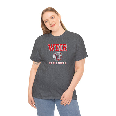 Adult Unisex Weir Red Riders Classic Mascot Graphic Short Sleeve Gildan Heavy Tee