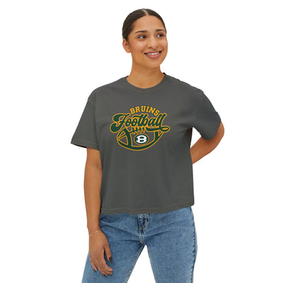 Women's Bruin Script Football Graphic Boxy Crop Short Sleeve Tee