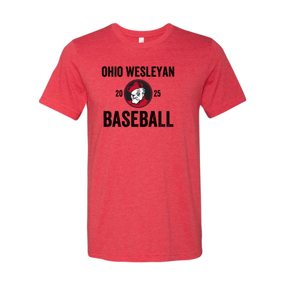 Adult Unisex OWU 2025 Baseball Graphic Short Sleeve Soft Tee - Ohio Wesleyan University