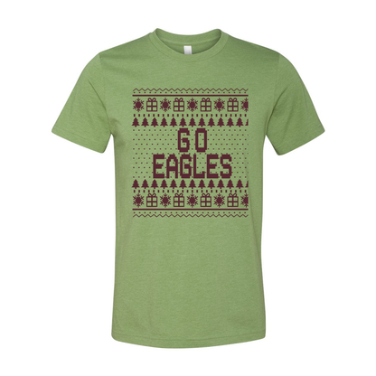 Adult Unisex Go Eagles Fairisle Holiday Graphic Short Sleeve Soft Tee