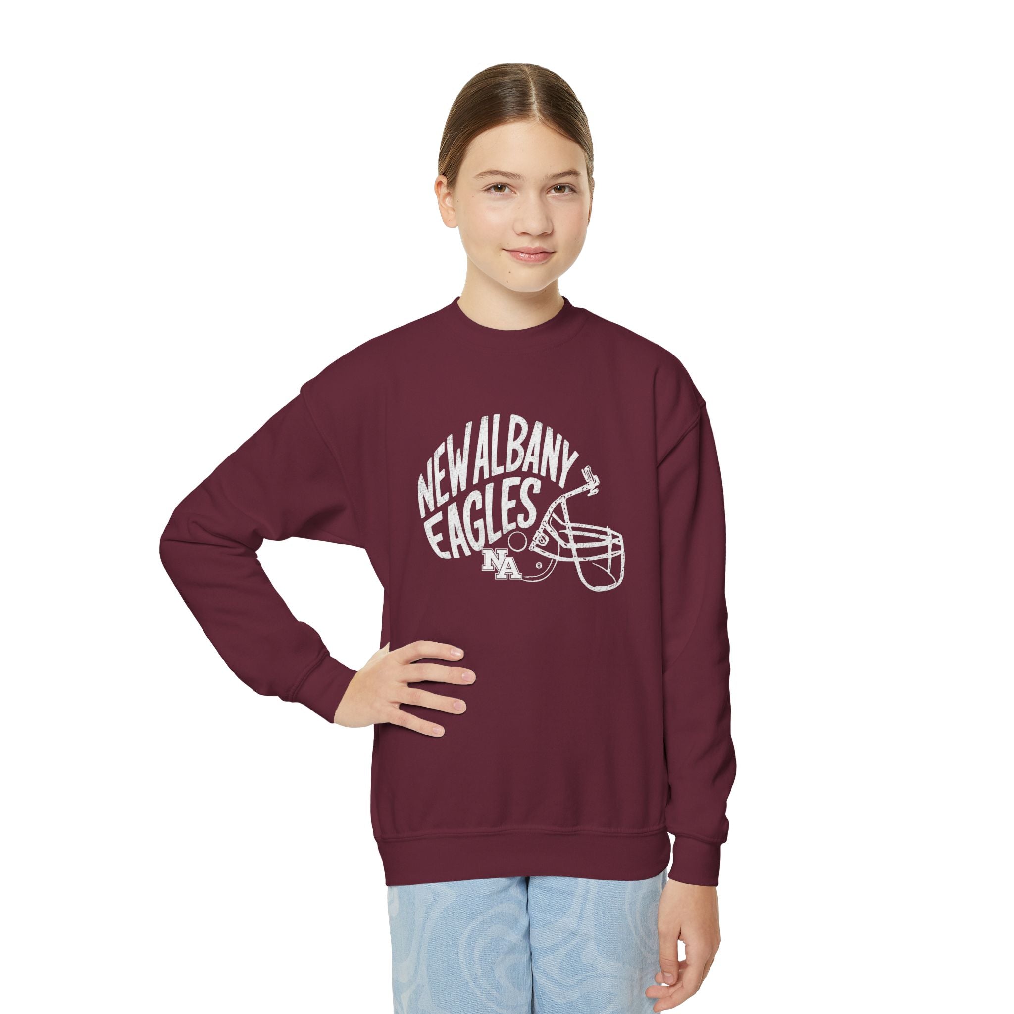 Youth New Albany Vintage Vibes Football Helmet Graphic Gildan Heavy Blend Sweatshirt