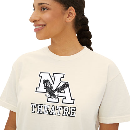 Women's White/Black Classic NA Theatre Logo Graphic Boxy Crop Short Sleeve Tee
