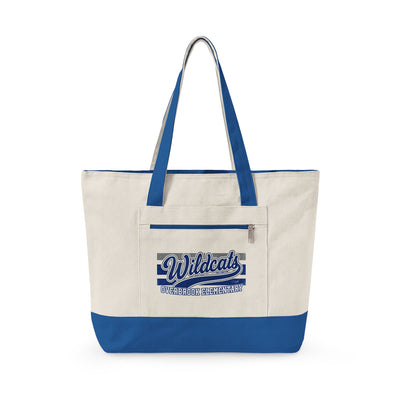 Overbrook Elementary Wildcats Vintage Distressed Spirit Graphic Zippered Canvas Tote