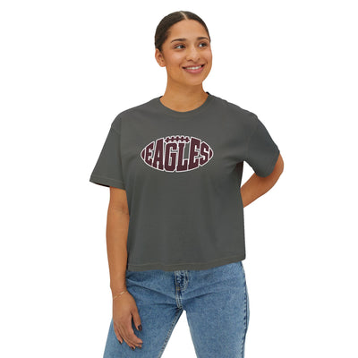 Women's New Albany Football Eagle Ball Graphic  Boxy Crop Short Sleeve Tee