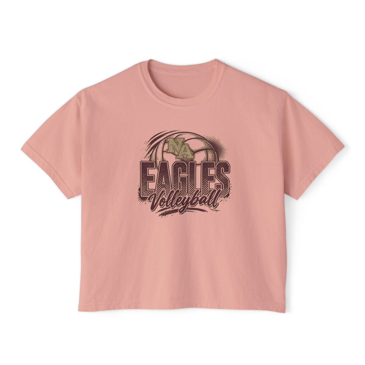 Women's New Albany Eagles Ombre Volleyball Graphic Boxy Crop Short Sleeve Tee